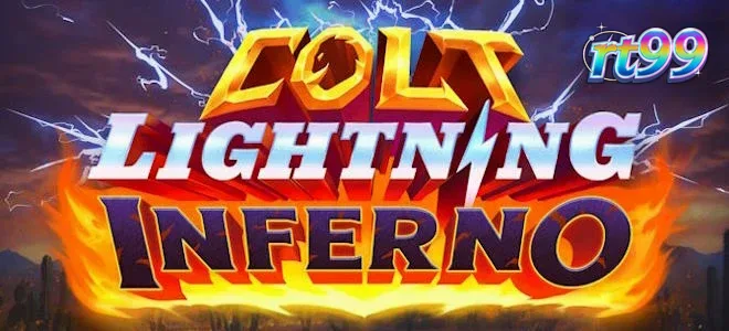 Tampilan visual slot Colt Lightning Inferno dengan elemen api dan kuda mistis.